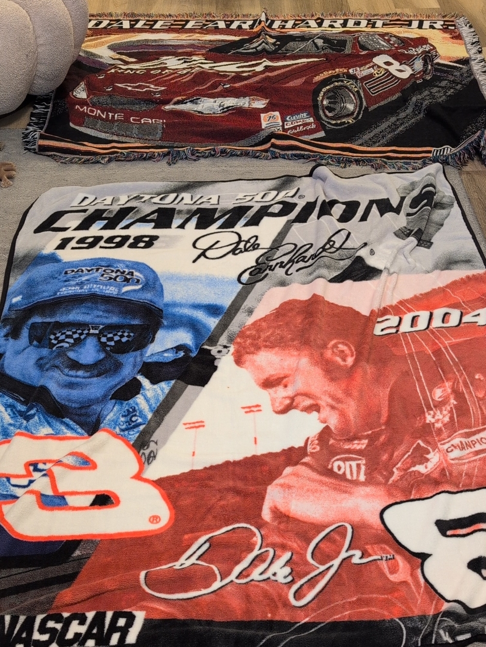 2 Blankets. Earnhardt Family #3 #8 Nascar Collectibles Throw Blanket Nascar